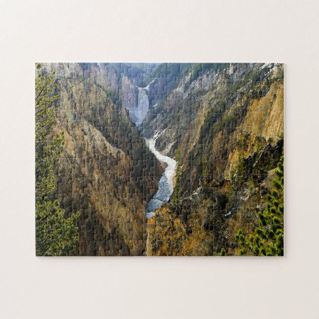 Jigsaws Yellowstone River Waterfall Wyoming. (Horizontal)