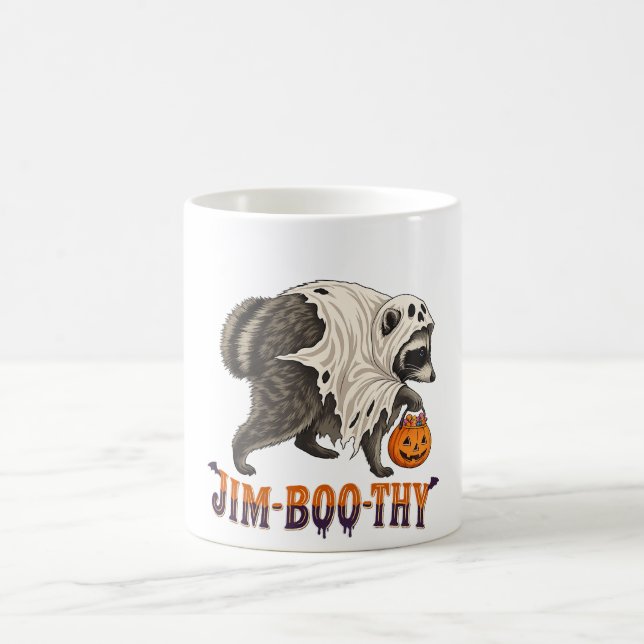 Jim Boo Thy Lustiger Geist Waschbär Halloween Jimo Kaffeetasse (Mittel)