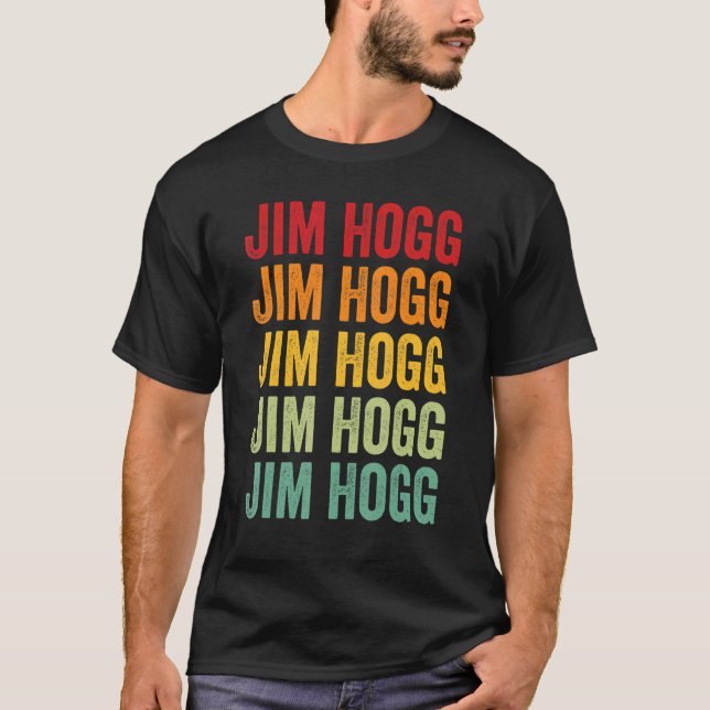 Jim Hogg Landkreis Texas Rainbow Text Design T-Shirt (Vorderseite)