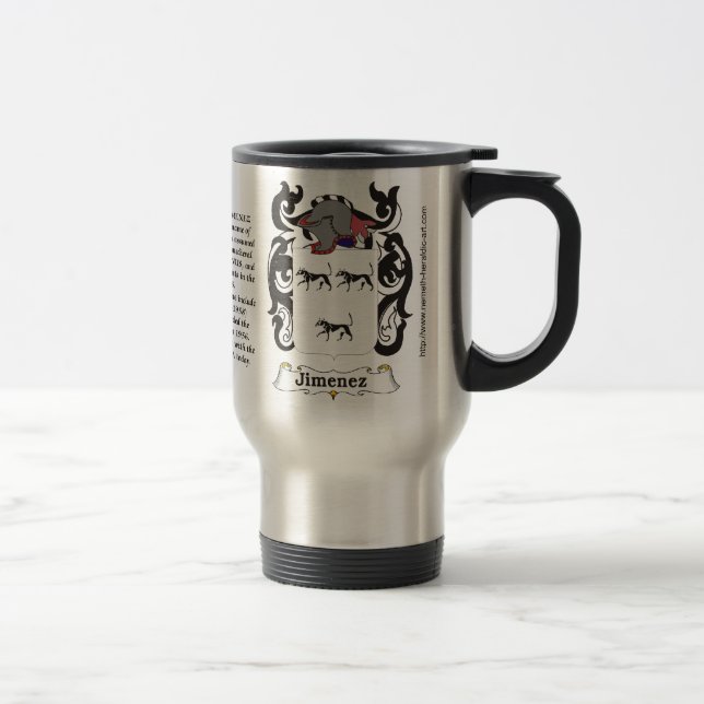 Jimenez-Familien-Wappen auf einer Reise-Tasse Reisebecher (Rechts)