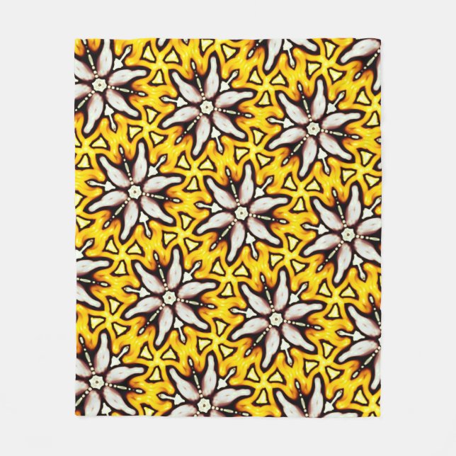Jimette Weißgelbes Schwarzweissdesign Fleecedecke (Vorderseite)