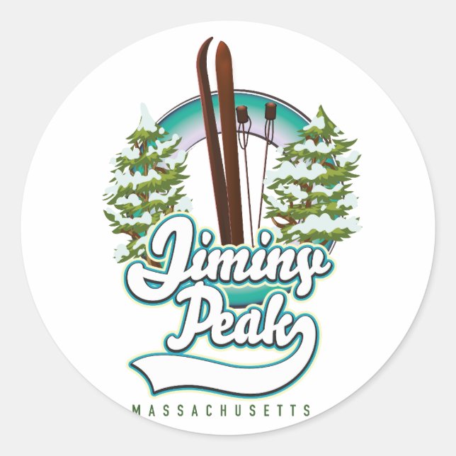 jiminy Peakmassachusetts Skigobild Runder Aufkleber (Vorderseite)