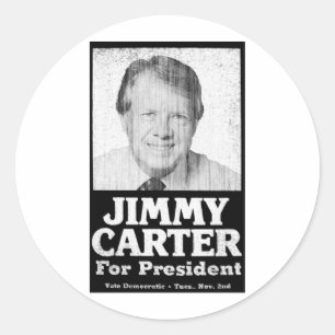 Jimmy Carter beunruhigte Schwarzweiss Runder Aufkleber