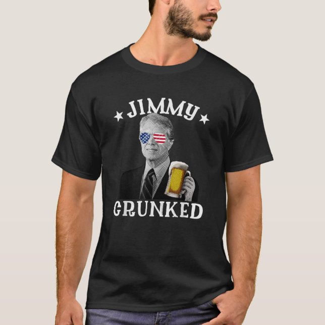 Jimmy Crunked Betrunkener Präsident am 4. Juli Jim T-Shirt (Vorderseite)