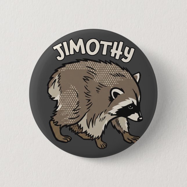 Jimothy Waschbär Comic Style Tier Button (Vorderseite)