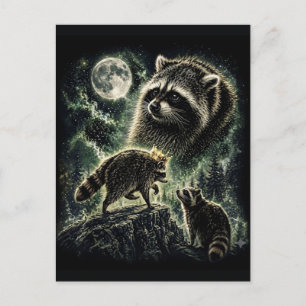 Jimothy Waschbär, Drei Waschbären Mond Lustiges Me Postkarte