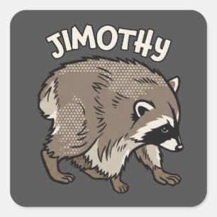 Jimothy Waschbär im Comic-Stil Tier Quadratischer Aufkleber