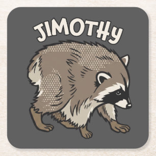 Jimothy Waschbär im Comic-Stil Tier Rechteckiger Pappuntersetzer