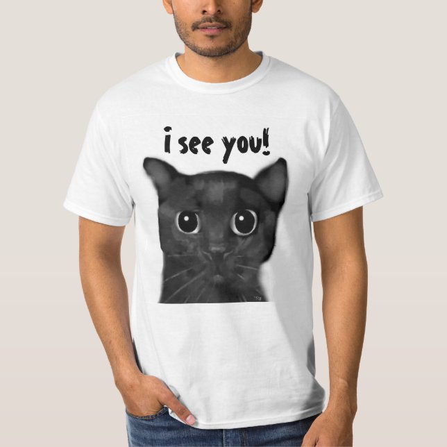 Jin-Jin schwarze Katzen-Shirt T-Shirt (Vorderseite)