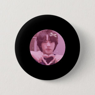 Jin Pink Ribbon Icon Sticker Button