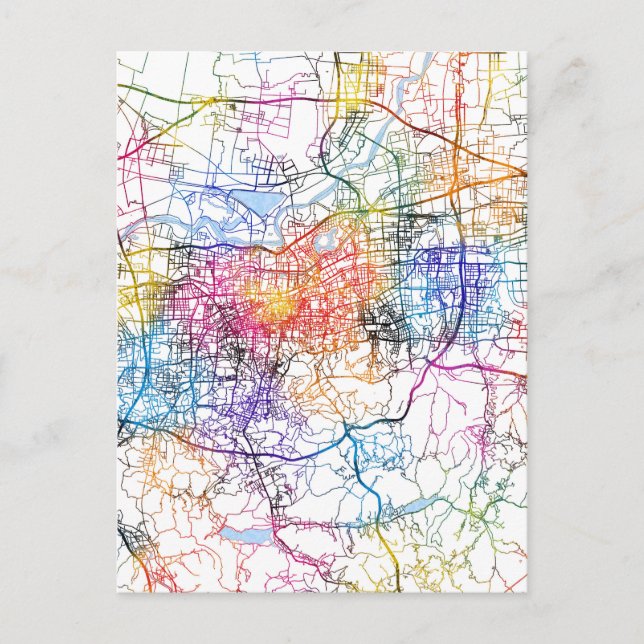 Jinan China City Map Postkarte (Vorderseite)