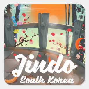 Jindo Südkorea Quadratischer Aufkleber