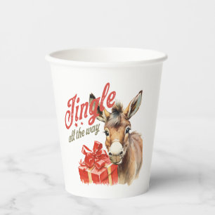 Jingle All the way Christmas Farm Donkey Pappbecher