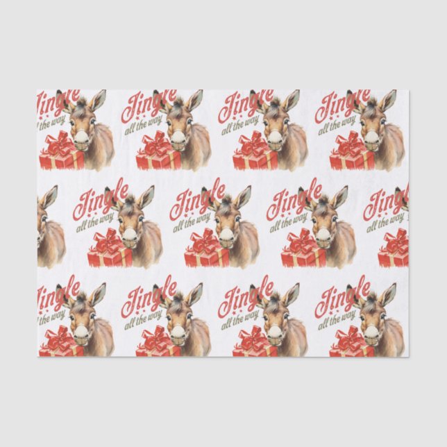 Jingle All the way Christmas Farm Donkey Seidenpapier (Vorderseite)