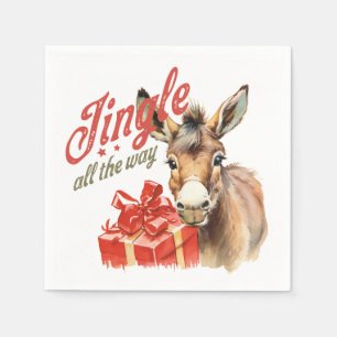 Jingle All the way Christmas Farm Donkey Serviette