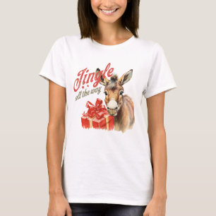 Jingle All the way Christmas Farm Donkey T-Shirt
