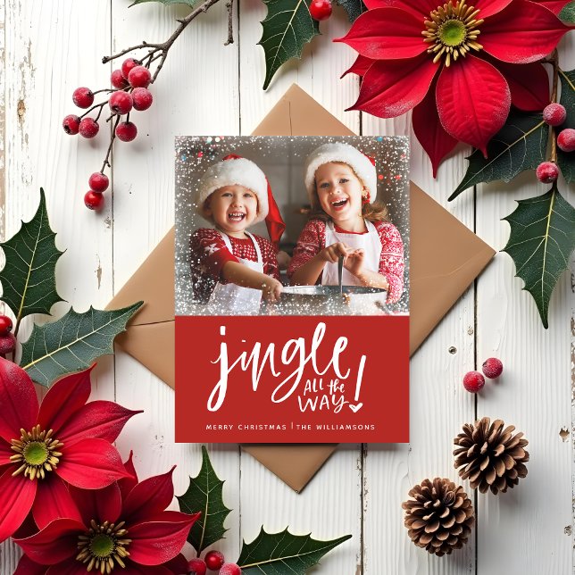 Jingle All The Way | Moderne Weihnachtskarte für d Postkarte (Jingle All the Way Photo Christmas Card )