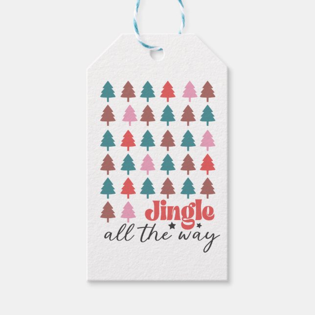 Jingle All The Way tree pattern Geschenkanhänger (Vorderseite)
