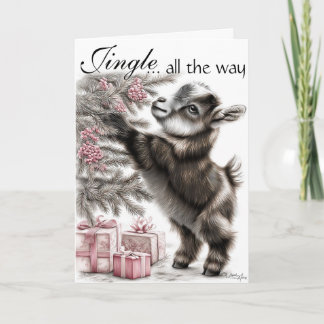Jingle All way - Baby Goat Christmas Feiertagskarte