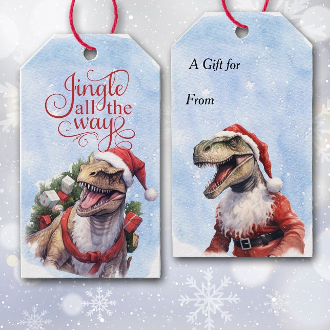 Jingle All Way Dinosaur Santa Claus Geschenkanhänger (Von Creator hochgeladen)