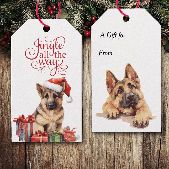 Jingle All Way German Shepherd Dog Christmas Geschenkanhänger (Von Creator hochgeladen)