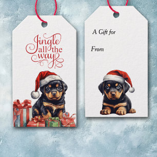 Jingle All Way Rottweiler Puppy Christmas Geschenkanhänger