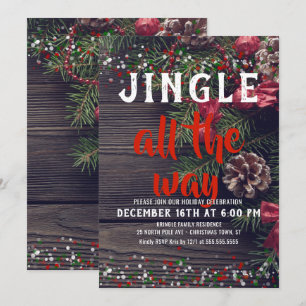 Jingle All Way Rustic Holiday Party Invitation