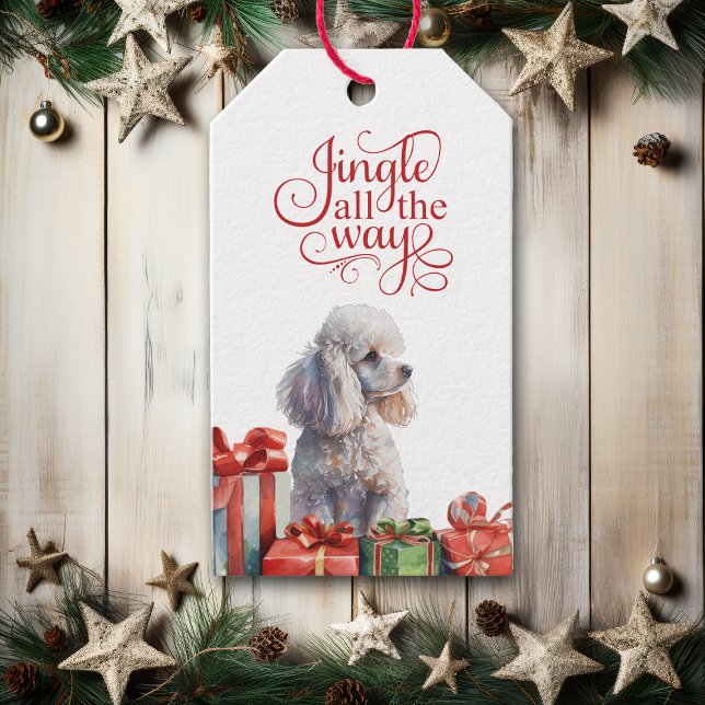 Jingle All Way White Poodle Weihnachten Geschenkanhänger (Von Creator hochgeladen)