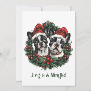 Jingle and Mingle Christmas Boston Terrier Hunde Einladung