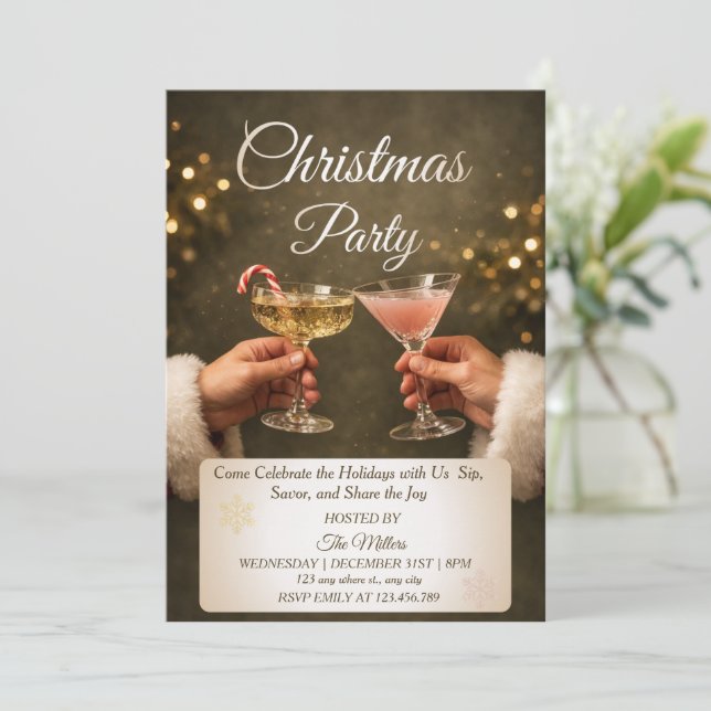 Jingle And Mingle Christmas Cocktail Party  Einladung (Stehend Vorderseite)