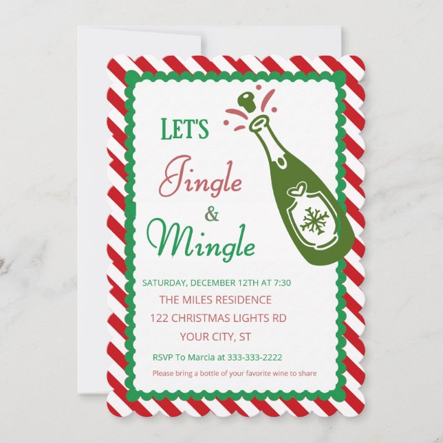 Jingle and Mingle Christmas Holiday Cocktail Party Einladung (Vorderseite)