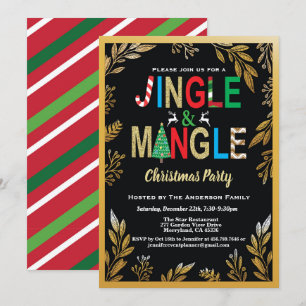 Jingle and Mingle Christmas Party Black and Gold Einladung