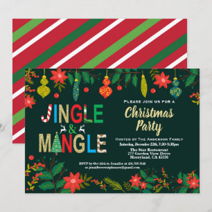 Jingle and Mingle Christmas Party Black and Gold Einladung