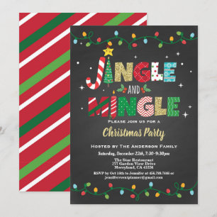 Jingle and Mingle Christmas Party Black and Gold Einladung