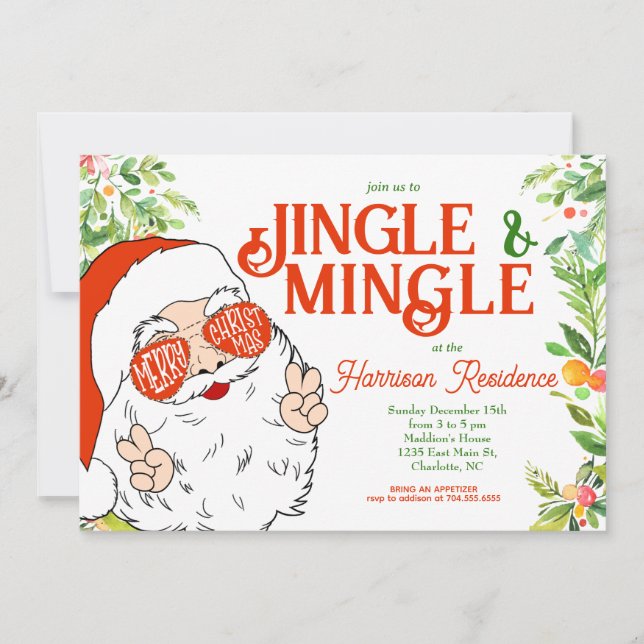 Jingle and Mingle Christmas Party Einladung (Vorderseite)