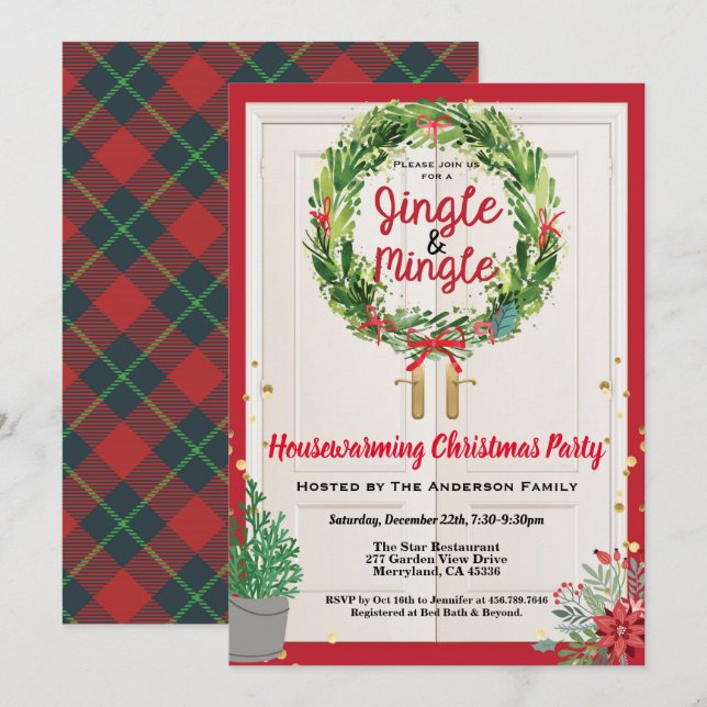 Jingle and Mingle Christmas Party Open House Einladung (Vorne/Hinten)