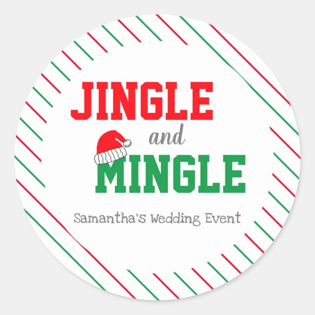 Jingle and Mingle Christmas Wedding Runder Aufkleber (Vorderseite)