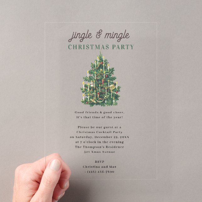 Jingle and Mingle Holiday Christmas Party Acryleinladungen (Insitu (Handheld))