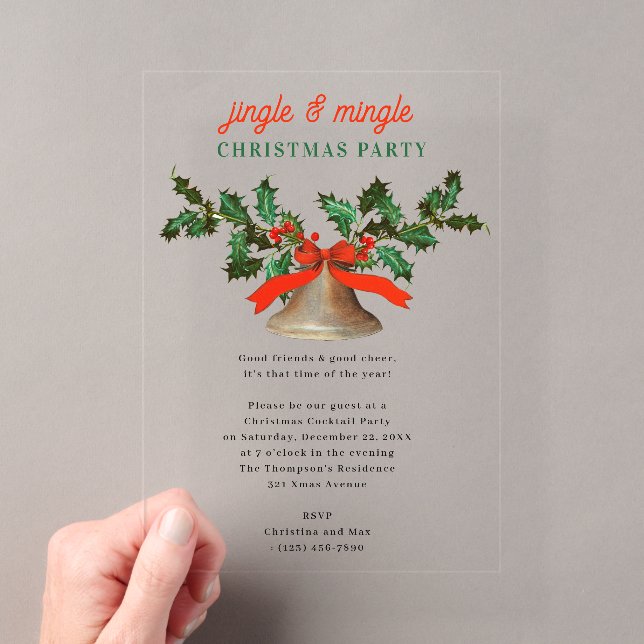 Jingle and Mingle Holiday Christmas Party Acryleinladungen (Insitu (Handheld))