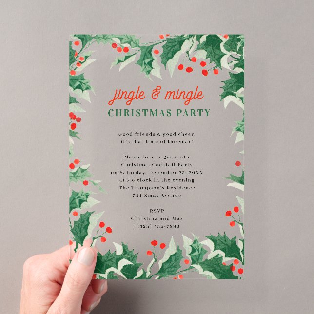 Jingle and Mingle Holiday Christmas Party Acryleinladungen (Insitu (Handheld))