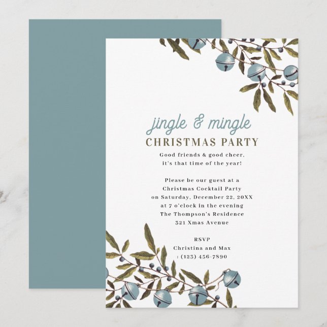 Jingle and Mingle Holiday Christmas Party Einladung (Vorne/Hinten)