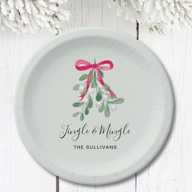 Jingle And MIngle Mistelzweig Grünes Weihnachten Pappteller (Von Creator hochgeladen)