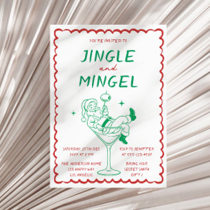 Jingle and Mingle Retro-Weihnachts-Cocktailparty Einladung