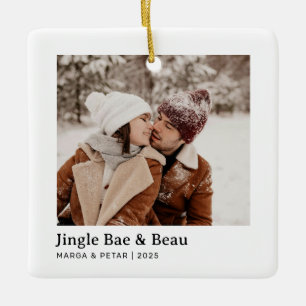 Jingle Bae & Beau - Square Keramik Couple Foto Keramikornament
