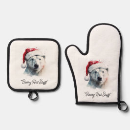 Jingle Bear Joy, custom Ofenhandschuh & Topflappen-Set