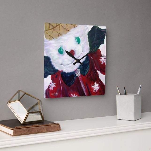 Jingle Bear Quadratische Wanduhr (Büro)