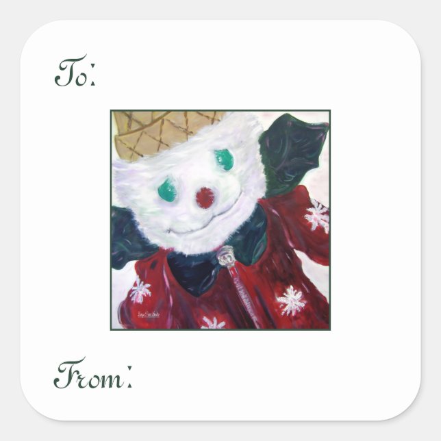 Jingle Bear Quadratischer Aufkleber (Vorderseite)
