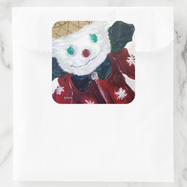 Jingle Bear Quadratischer Aufkleber (Tasche)