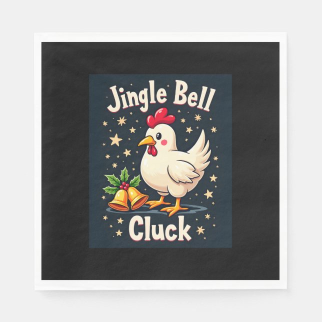 Jingle Bell Cluck Chicken Serviette (Vorderseite)