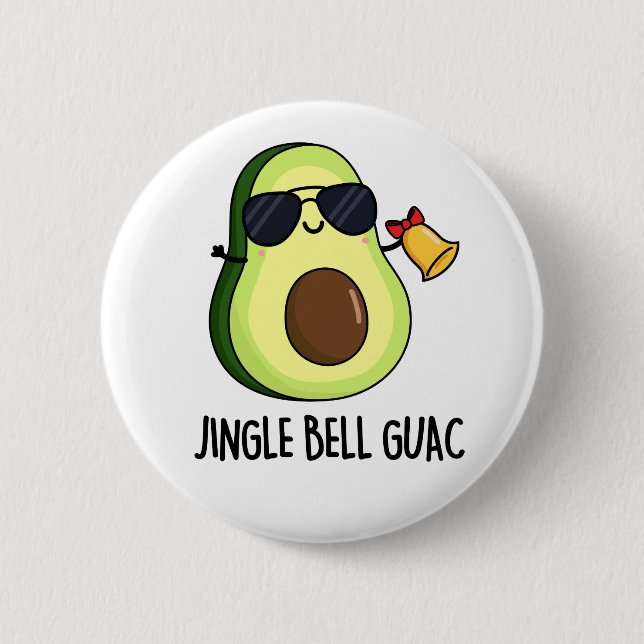 Jingle Bell Guac Funny Avocado Christmas Pub Button (Vorderseite)